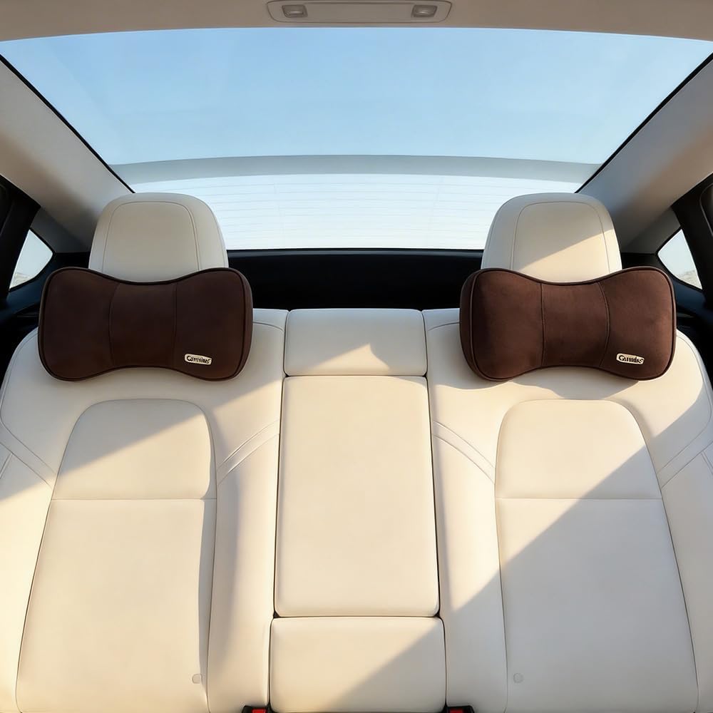 Car Neck Support Pillow Recliner Headrest Pillow for Neck Pain Relief Tan