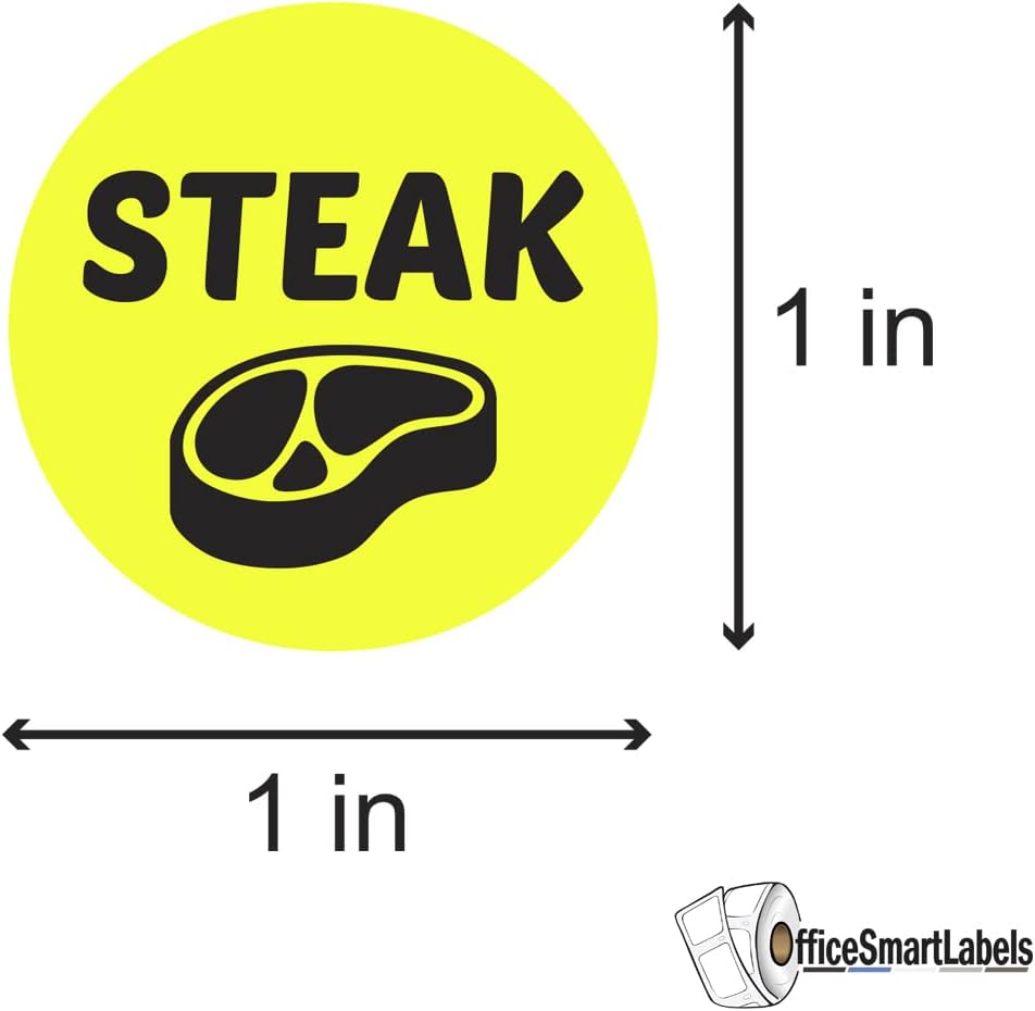 Ham & Cheese Stickers - 1 Inch Round Circle Food Labels in Bright Yellow for Restaurant Deli Food Truck Supermarket Grocery Store Stickers Food Menu Meal Choice Sticker Package Label - 300 Labels/Pack