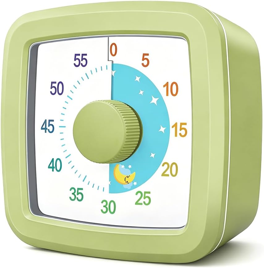 Visual Timer for Kids & Adults, 60 Minute Rainbow Countdown Timer, Time Management Tool for Classroom, Home, Kitchen, Office, School