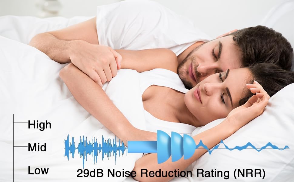 Noise Cancelling Ear Plugs with Cords 4 Pairs, Noise Reduction Soft Silicone Earplugs Waterproof Reusable Ear Plug for Sleeping, Snoring, Swimming, Study, High Fidelity Earplugs