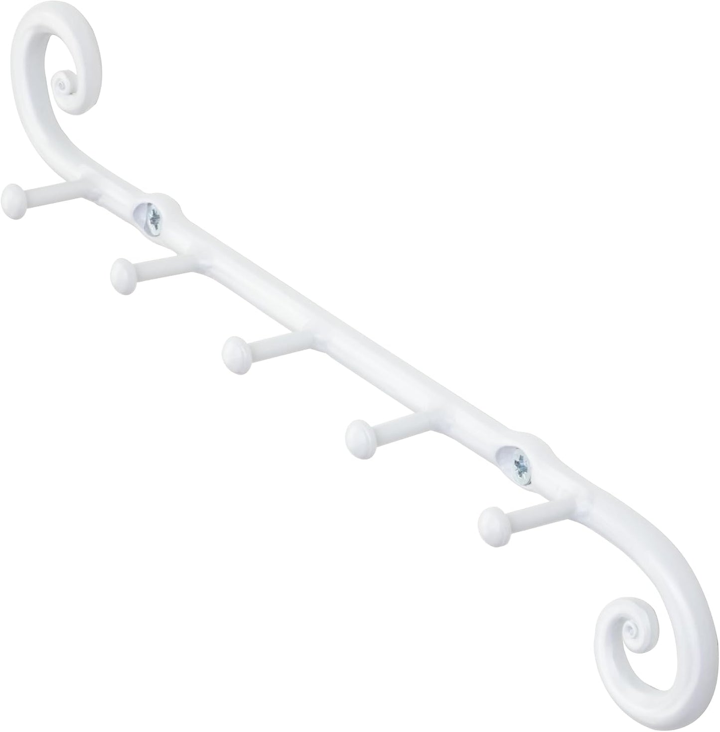 Farmhouse Small Key Holder for Wall, Wrought Iron Wall Mount Rack | Handcrafted Swirl Decorative, 5 Key Hooks for Home Entryway, Purse, Coat and Leash Holder or Organizer (Classic Black)