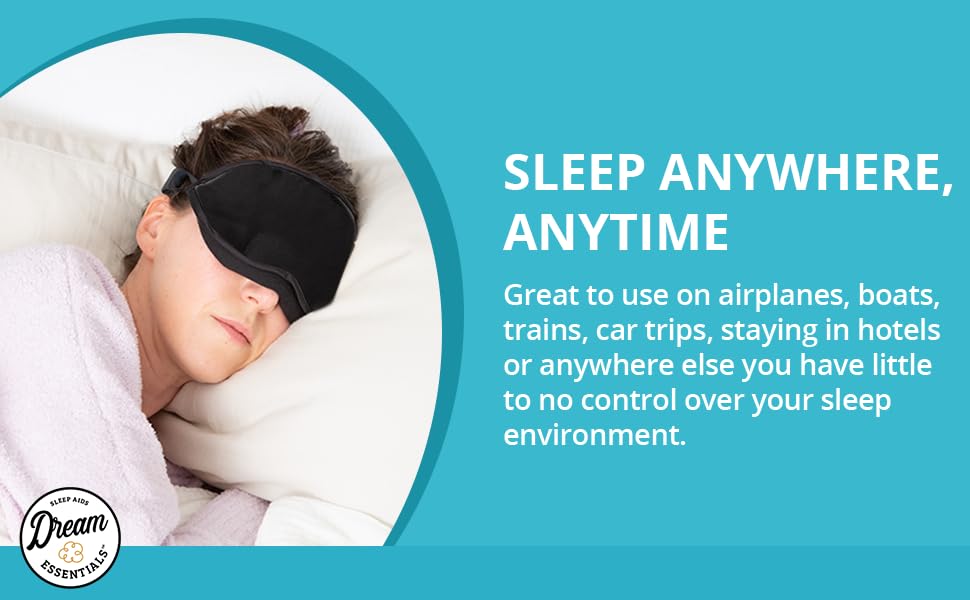 Dream Essentials Natura Organic Cotton Sleep Mask | Twilight Blue | Eye Mask for Sleeping, Light Blocking Soft Sleep Eye Cover with Eco Wool Padding | Made in USA Travel Accessories