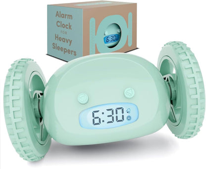 CLOCKY Alarm Clock on Wheels – Loud Rolling Alarm Clock for Heavy Sleepers | Runaway Clock that Jumps & Runs to Wake You Up | Funny Unique Gift for Adults, Teens & Kids Bedrooms (Black)