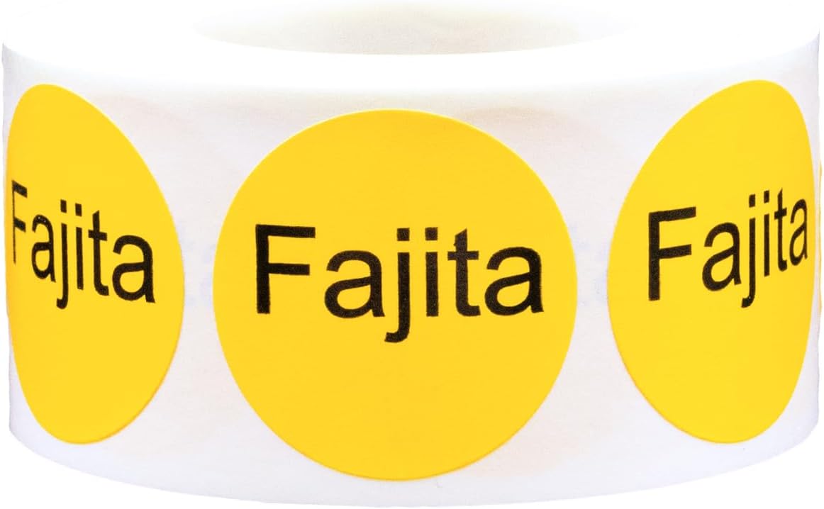 Yellow with Black Carnitas Circle Dot Adhesive Stickers, 1 Inch Round Labels, 500 Total Stickers