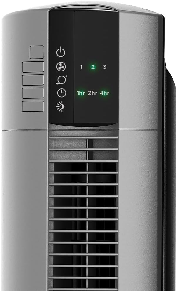 Lasko Tower Fan, Oscillating Performance, Remote Control, Nighttime Setting, Timer, 3 Speeds, High-Velocity Tower Fan, Room Fan for Bedroom or Office, 48" Gray, T48314