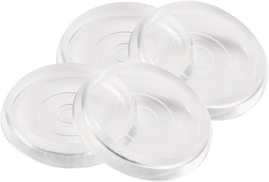 SoftTouch 1-13/16" Round Reusable Furniture Caster Cups for Couches, Chairs, Tables on Carpet or Hard Surfaces, Furniture Wheel Caster Cups with Vinyl Base, Set of 4, Clear