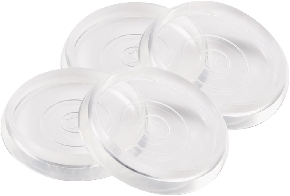 SoftTouch 1-3/8" Round Reusable Furniture Caster Cups for Couches, Chairs, Tables on Carpet or Hard Surfaces, Furniture Wheel Caster Cups with Vinyl Base, Set of 4, Clear