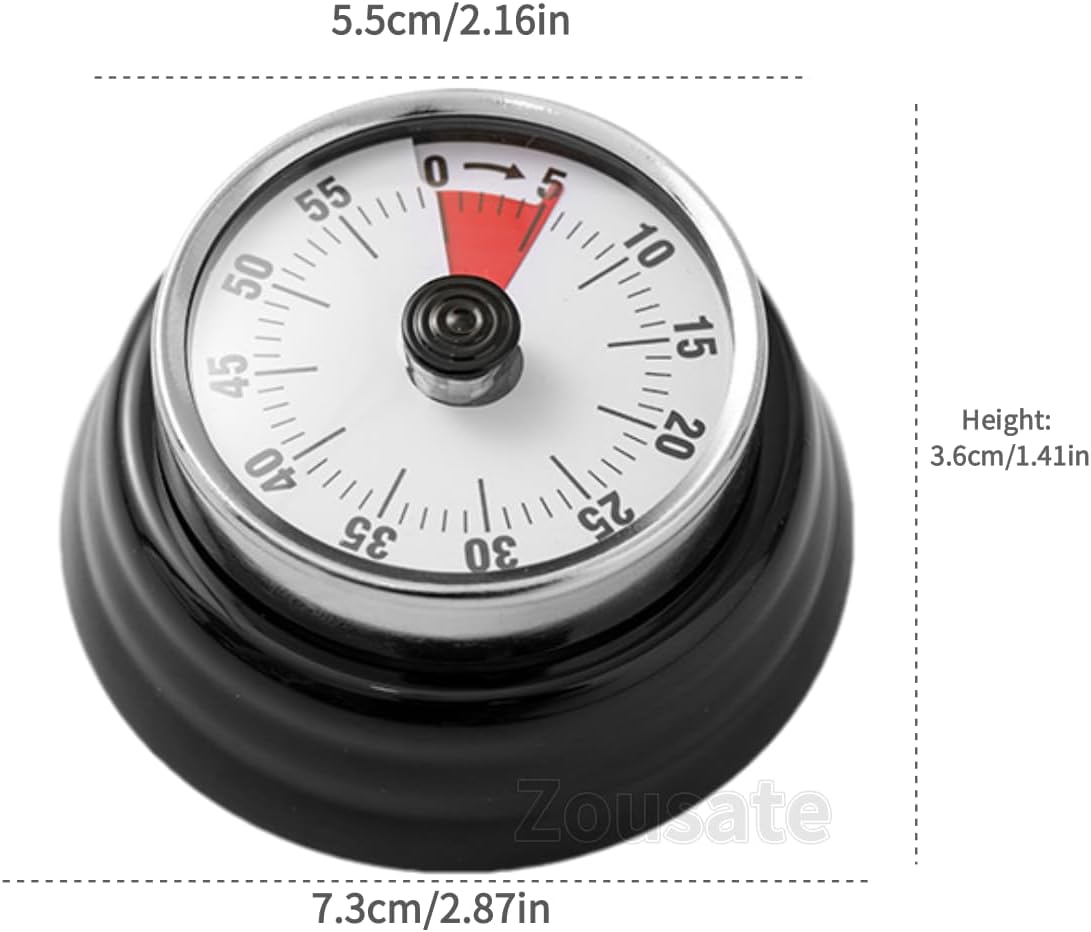 Visual Timer, 60-Minute Magnetic Mechanical Kitchen Timer Green | Stainless Steel Manual Countdown Timer with Loud Alarm for Cooking, Fitness, Office