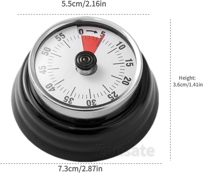 Visual Timer, 60-Minute Magnetic Mechanical Kitchen Timer Green | Stainless Steel Manual Countdown Timer with Loud Alarm for Cooking, Fitness, Office