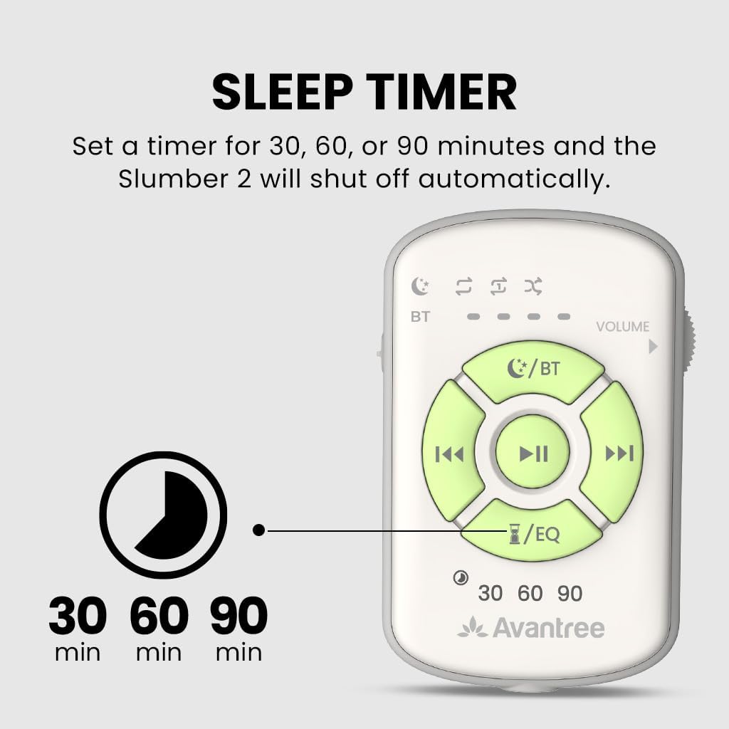 Avantree Slumber 2 - Bluetooth Pillow Speaker for Side Sleepers | 4 Ultra-Flat Speakers, White Noise, Remote Control & Sleep Timer, Soft Design for Sleeping, Podcasts & Audiobooks, Gray