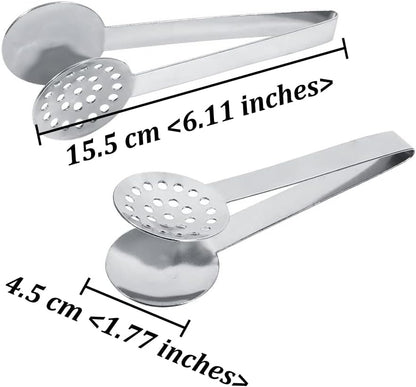 Tea Bag Squeezer, Stainless Steel Tea Bag Tongs, Tea Bag Strainer Grip Holder Tea Bag Squeezer Spoon Metal Lemon Slices Clip, Mini Tongs for Gripping Ice Cubes and Sugar (Pack of 4)