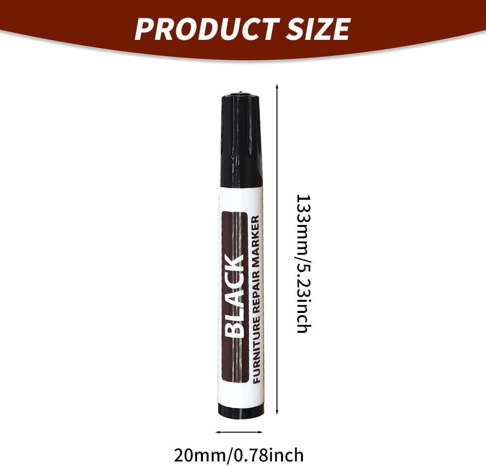 Wood Furniture Repair Markers, Black Paint Fix Touch Up Pen for Furniture & Wood Floor, Scratch Remover Filler for Nicks, Scratches & Stains, Professional Furnitures Recolour Pen for Home/Office