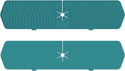 Kitchen Faucet Sink Splash Guard, 24" x 5.6'' Upgrade Silicone Faucet Water Catcher Mat, Sink Draining Pad Behind Faucet, Rubber Drying Mat for Countertop, Bathroom, Farmhouse, RV (Black)
