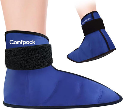 Comfpack Large Foot Ice Pack Wrap for Full Foot Ankle Pain Relief, Long Lasting Cold Ice Boot for Swelling After Surgery, Sore Feet, Broken Foot, Plantar Fasciitis, Gout, Bunion