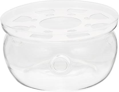Round Glass Teapot Warmer Base with Multiple Ventilation for Heat Dissipation Practical Tea Stove and Food Heater Accessory White Insulation Stand for Teapot Heating