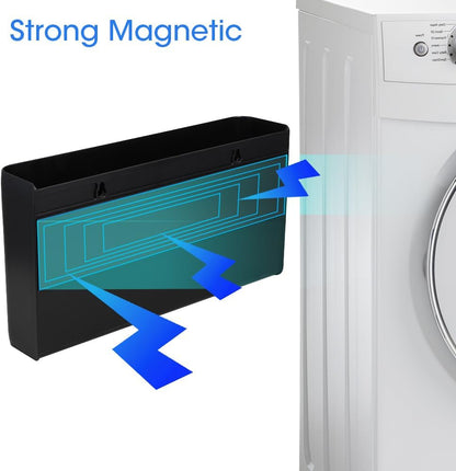 Picowe Magnetic Laundry Storage, Large Lint Holder Bin, Space-Saving Trash Container Hanging on Dryer, Washer or Wall Mount (Gray White)