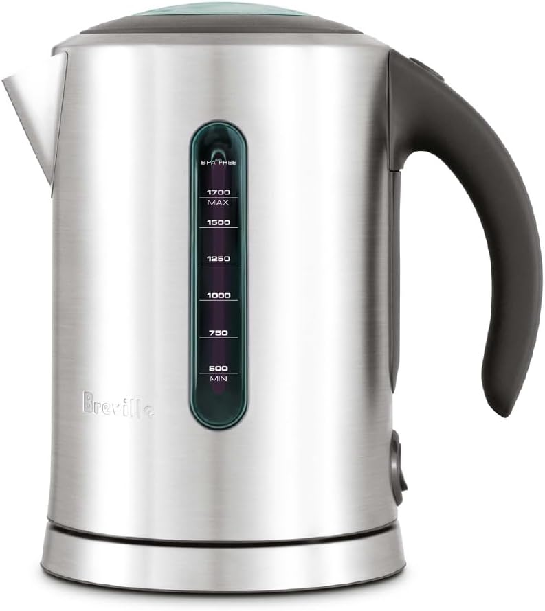 Breville BKE700BSS Soft Top Pure Hot Water Kettle, Brushed Stainless Steel | Quickly heat water for tea, coffee and instant meals with electric kettle featuring a soft-opening lid | 7 cup capacity
