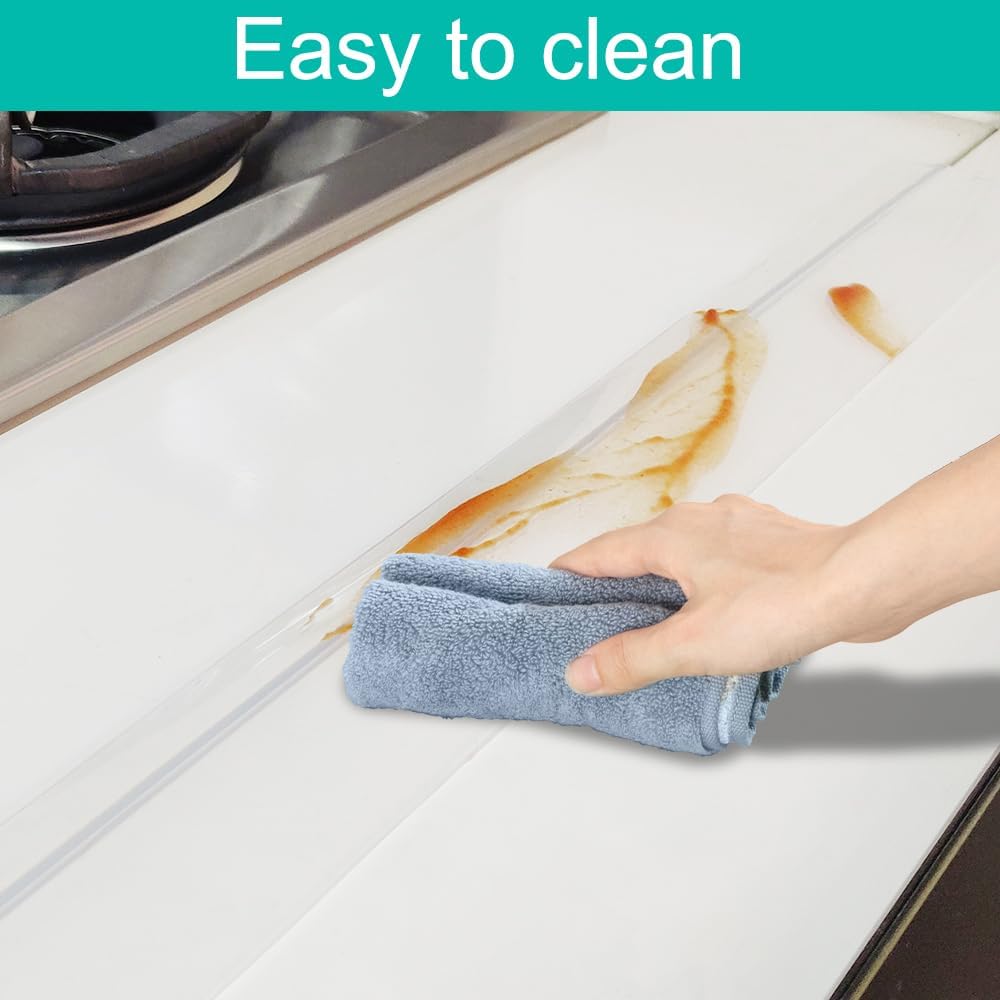 Stove Counter Gap Cover - 25 Inch Silicone Stove Gap Filler 2 Pack White | Kitchen silicone oven gap filler, countertop strips gap guard, easy to clean; white counter gap cover,crack guard for counter