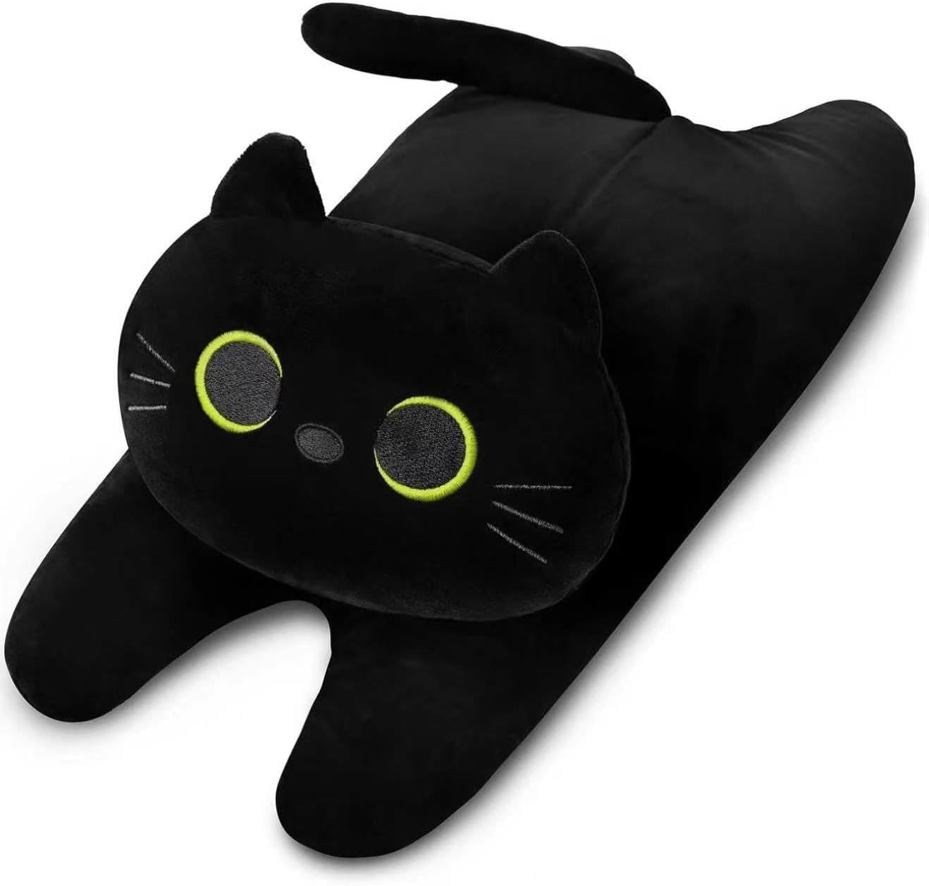 Microwave Heating Pad for Pain Relief, 17" x 15" Microwavable Heating Pads for Neck Shoulder, Cramps, Back Pain, Muscles, Joints, Natural Heat Pack Moist Heat, Menstrual Period, Small Black Cat