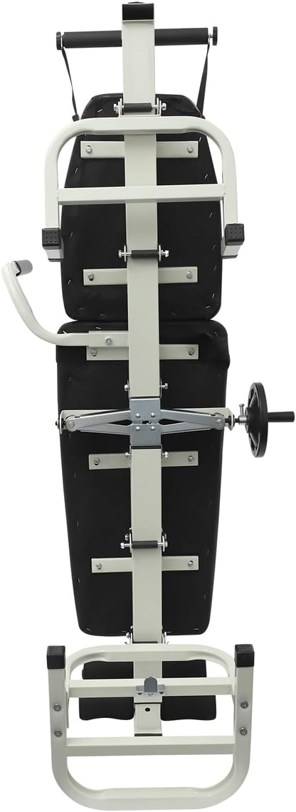 Multifunctional Body Stretcher, 330.69lbs Load Folding Massage Bed Back Stretch Bench Lumbar Traction Bed Neck Stretcher Traction Table with Headrest for Home Use Rehabilitation Centers Clinics