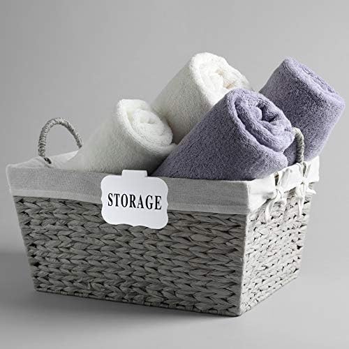 Zonon 8 Pack Basket Labels Clips with 40 Pcs Pantry Labels Set Removable Bin 3.5 x 2.4 Inch - for Kitchen, Pantry, Black & White Words
