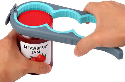 Jar Opener Bottle Opener and Can Opener for Weak hands - Seniors with Arthritis and Anyone with Low Strength - Mutil Jar Opener Get Lids Off Easily - Blue and Grey