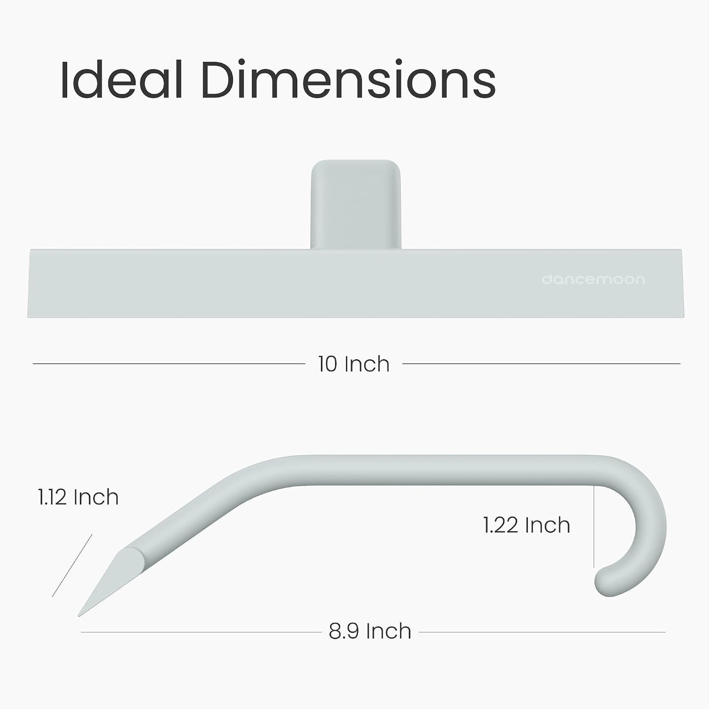 JustHang Shower Squeegee with Built-in Hook, 10-Inch Black | Award-Winning Design, All-One-Piece Soft-Touch Silicone, for Glass Door, Bathroom, Window, Mirror, Tile Wall, Car