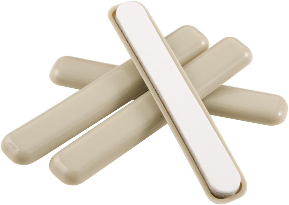 Super Sliders 1/2 x 4 Inch Self Stick Bar Furniture Sliders for Carpet or Durable Hard Surfaces, Beige, 4 Pack (4700595N)
