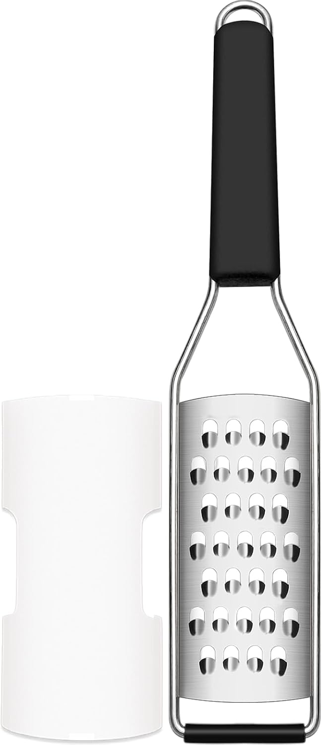 Cambom Lemon Zester Grater Three-piece Suit - Heavy Duty Kitchen Tool for Parmesan Cheese, Ginger, Garlic, Nutmeg, Chocolate, Vegetables，Fruits，Stainless Steel Grater Dishwasher Safe Black | 304 Stainless Steel, Sharp Tool for Parmesan Cheese, Ginger,