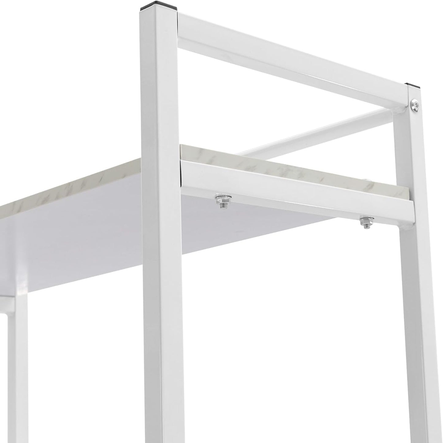 3-Tier Laundry Room Storage Shelf,Over Washer and Dryer Shelves,Floor Standing Washing Machine Storage Rack,White,Marbling