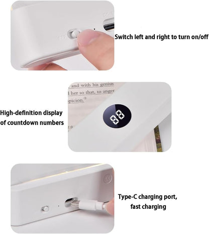White Smart Led Reading Light, Book Light Treasure Box, Rechargeable Clear LED Flat Reading Light with 3 Colors & Timer, Doodleable Study Lamp, The Quiet Reader's Dream Lights