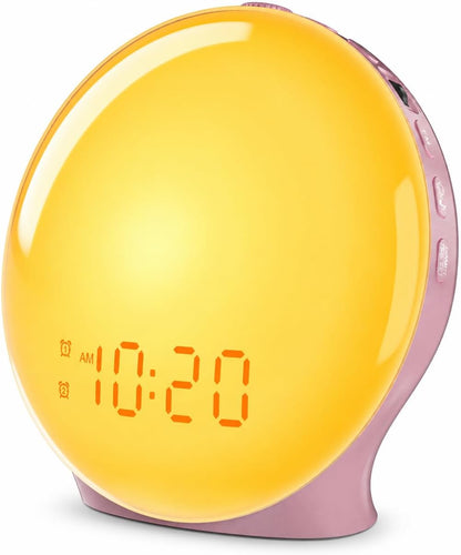 JALL Full-Screen Wake Up Light Sunrise Alarm Clocks for Bedrooms, White Noise Machine for Heavy Sleepers, 25 Natural Sounds, Dual Alarms, FM Radio, 17 Dimmable Colors, Bluetooth Speaker