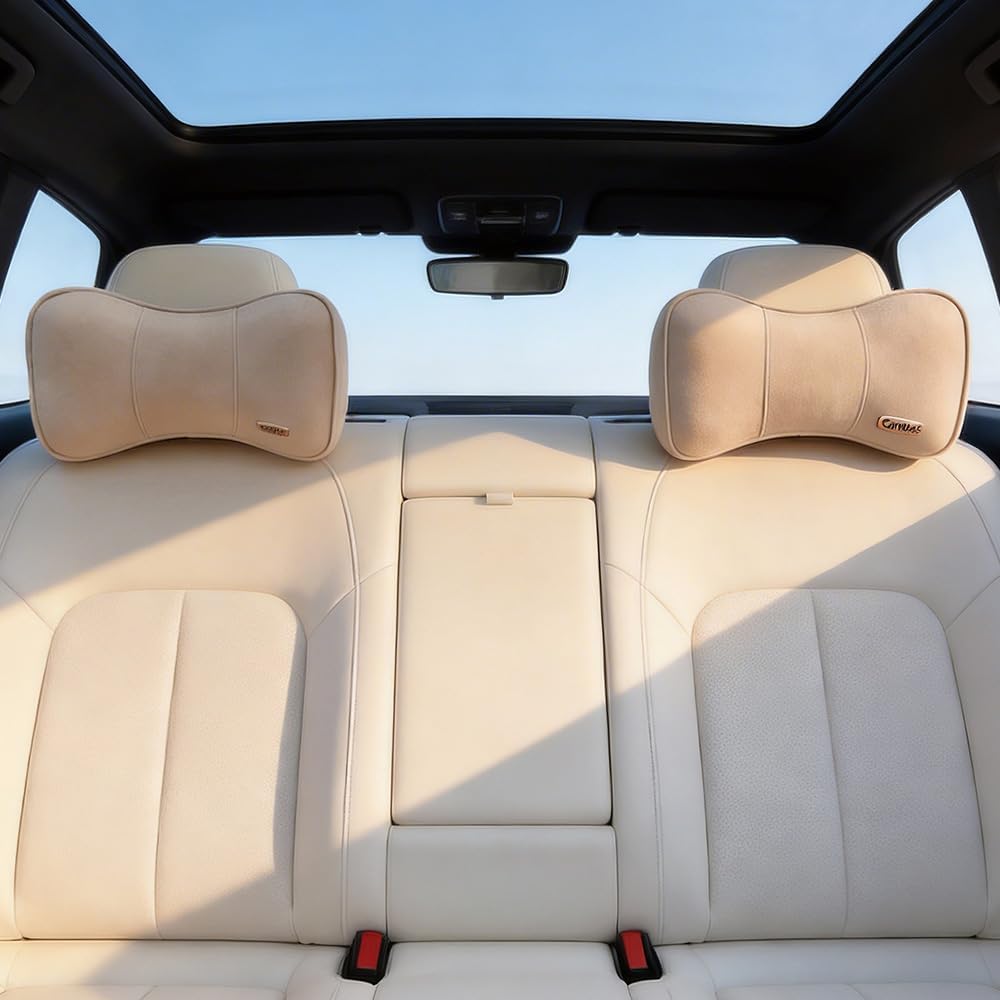 Car Neck Support Pillow Recliner Headrest Pillow for Neck Pain Relief Tan