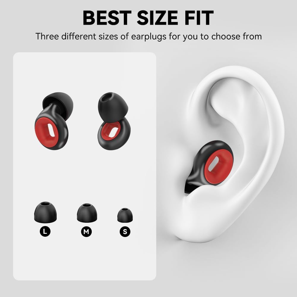 Silicone Sleep Ear Plugs, 35dB Noise Reduction Reusable Earplugs, Comfortable Hearing Protection for Sleeping, Travel, Work, Concerts and Motorcycling