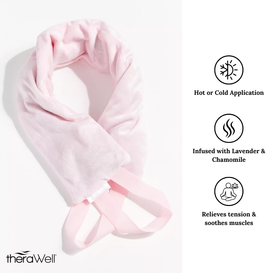 Warming Clay Bead Body Wrap Heating Pad, Perfect for Neck & Shoulder, Hot Cold Therapy Wrap with Lavender & Chamomile Scent, Pink, Pack of 1