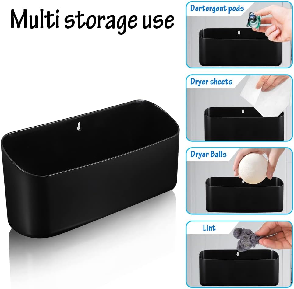 Picowe Magnetic Laundry Storage, Large Lint Holder Bin, Space-Saving Trash Container Hanging on Dryer, Washer or Wall Mount (Gray White)