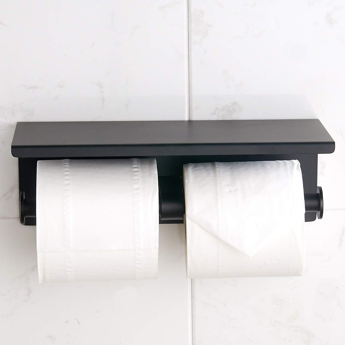 Double Toilet Paper Holder with Shelf Brushed Nickel Toilet Paper Holder Wall Mounted