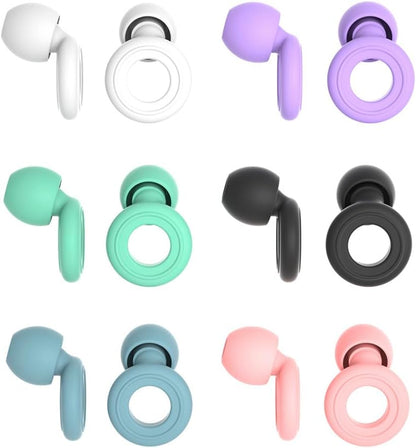 6 Pairs Soft Silicone Earplugs Reusable Noise-Reducing for Concerts, Sleep, Focus, Travel, Adjustable Size 28dB (SNR) Noise Reduction White