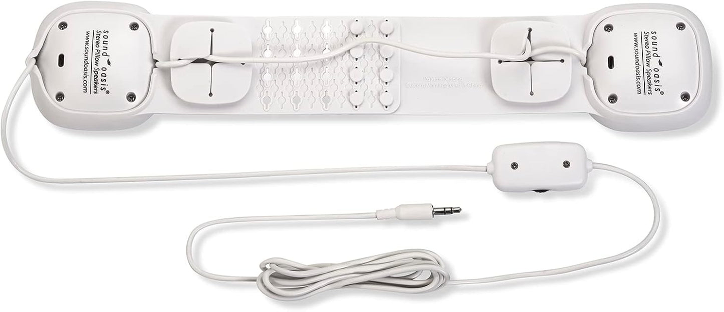 Sound Oasis Sleep Therapy Pillow Speakers with Holder – Ultra-Thin Under Pillow Stereo Speakers with Volume Control, 3.5mm Audio Jack for Sleep Sounds, Tinnitus Relief, Music & Relaxation