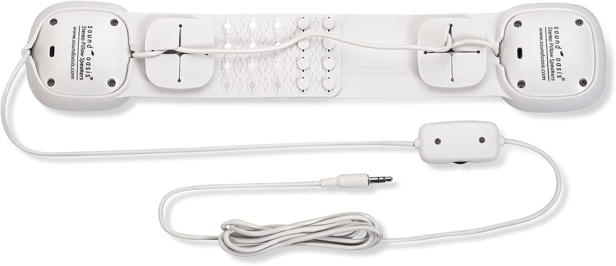 Sound Oasis Sleep Therapy Pillow Speakers with Holder – Ultra-Thin Under Pillow Stereo Speakers with Volume Control, 3.5mm Audio Jack for Sleep Sounds, Tinnitus Relief, Music & Relaxation