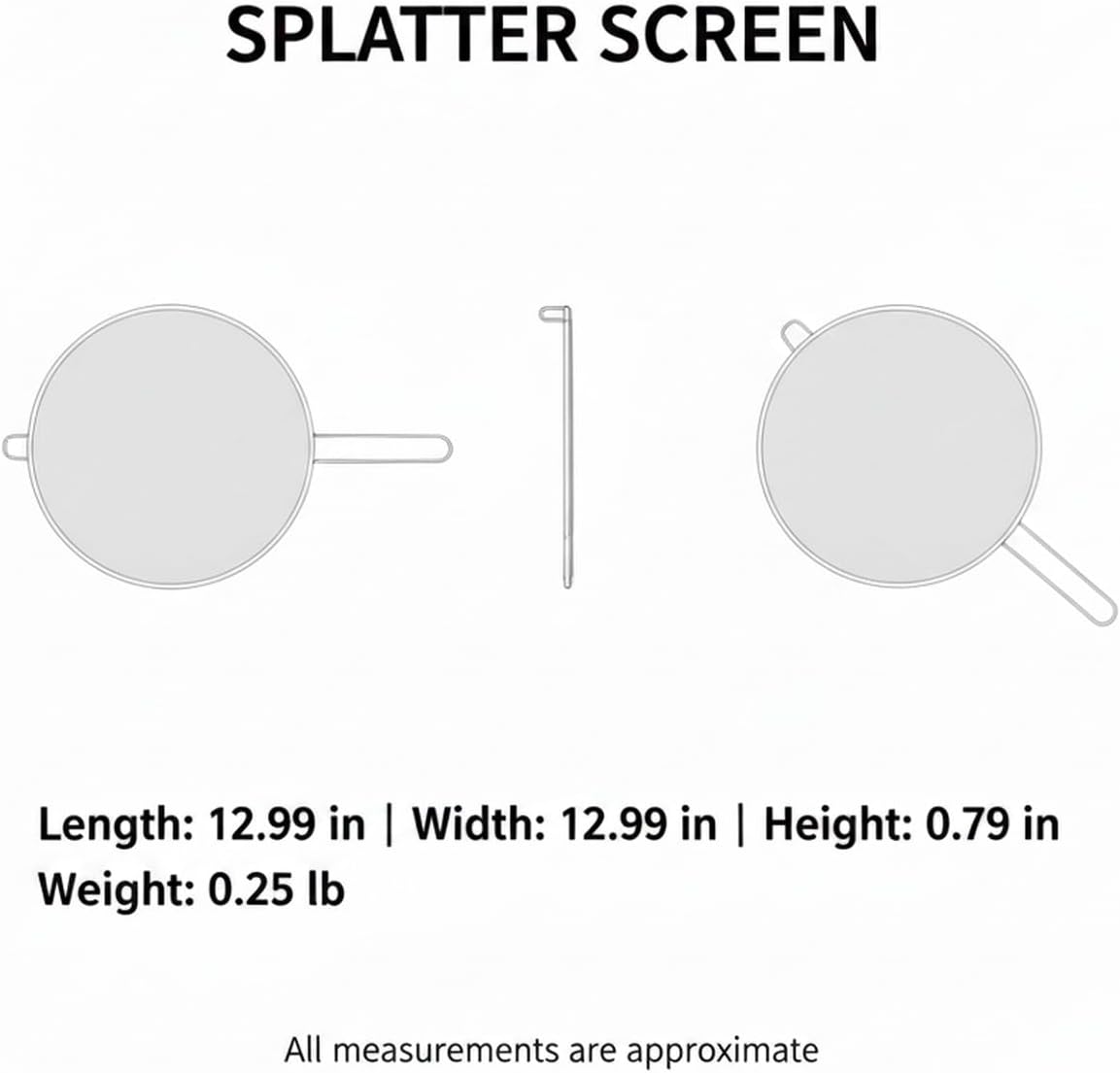 Stainless Steel Splatter Screen for Frying Pan, 13 Inch Mesh Oil Guard to Keep Stovetop Clean (1 Piece)