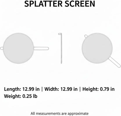 Stainless Steel Splatter Screen for Frying Pan, 13 Inch Mesh Oil Guard to Keep Stovetop Clean (1 Piece)