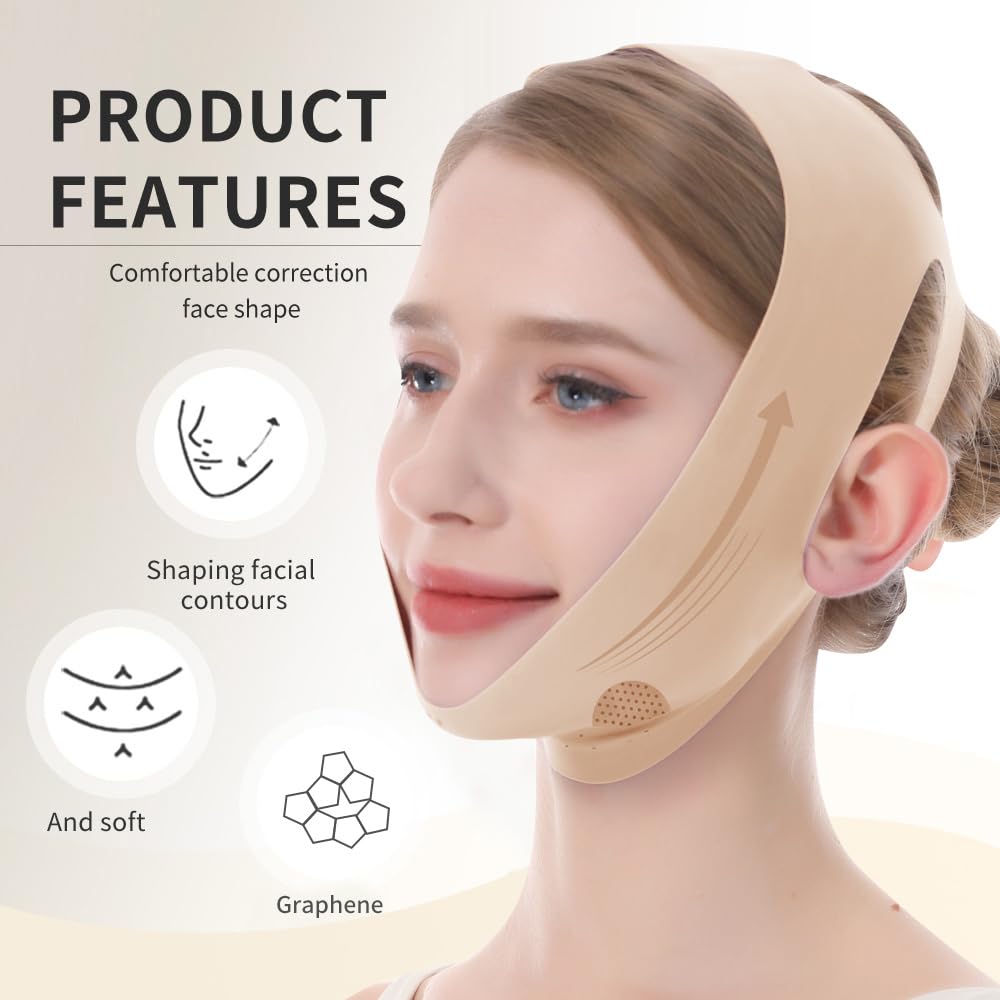 V-Line Lifting Mask, Chin Strap for Sleeping, Jawline Wrap, Medium, Pink