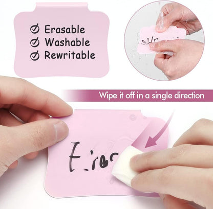 12PCS Basket Labels Clip On for Storage Bins, Removable & Erasable Bin Labels Clips On, Laundry Kitchen Pantry Labels for Organizing Baskets Cube Box (Pink)