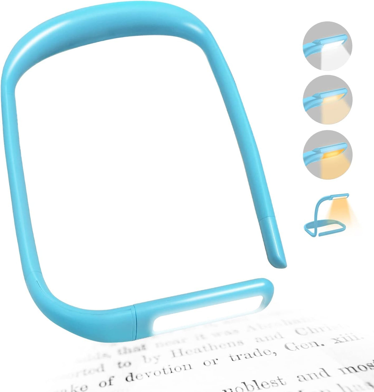 LED Neck Reading Light for Books: 3 Color Adjustable Bendable Arms Black