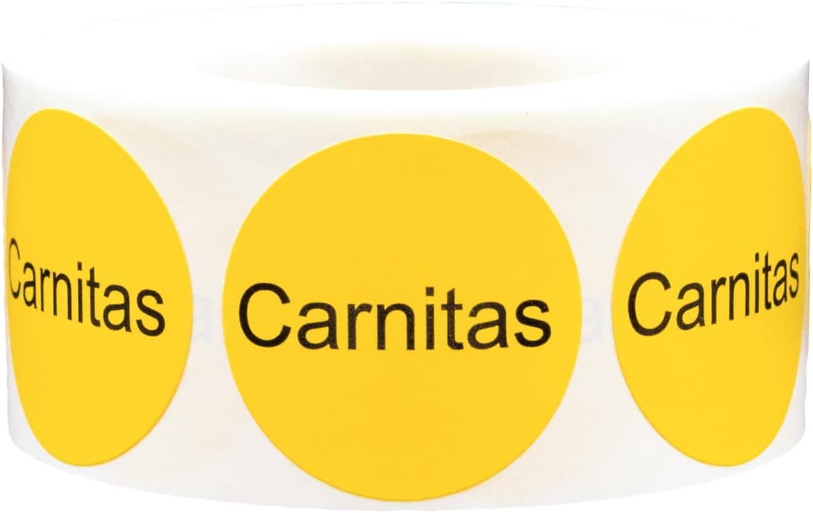 Yellow with Black Carnitas Circle Dot Adhesive Stickers, 1 Inch Round Labels, 500 Total Stickers