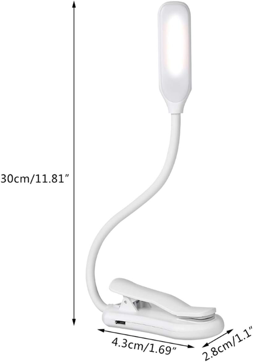 Rechargeable Book Light, Clip On Reading Light with Flexible Neck and Touch Button, Portable LED Reading Lamp for Bed, Night Reading, Travel, Study, Books and Magazines