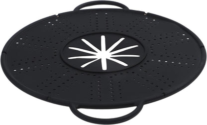 Silicone Spill Stopper Lid with Steam Vent and Double Handles, Heat Resistant Pot Cover for Cooking and Steaming, Dishwasher Safe Kitchen Gadget, 13.4 x 10.8 Inch, Black(white)