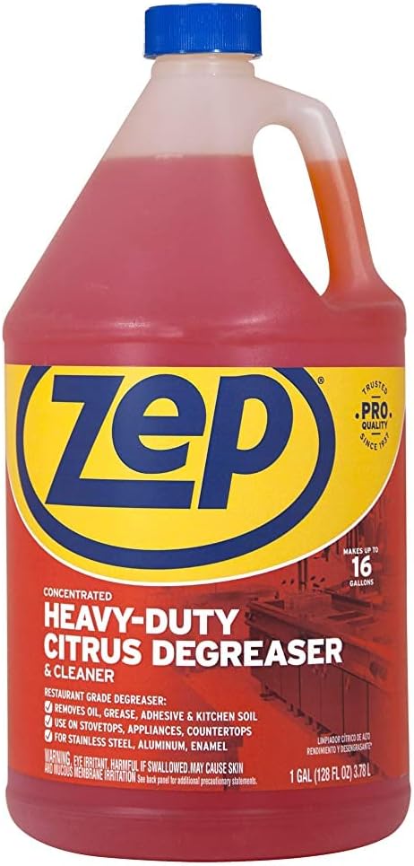 Zep Heavy-Duty Citrus Degreaser Cleaner Concentrate - 1 Gallon (1 Unit) ZUCIT128 - Restaurant Grade Degreaser and Cleaner Removes Oil, Grease, Adhesive, and Kitchen Soil