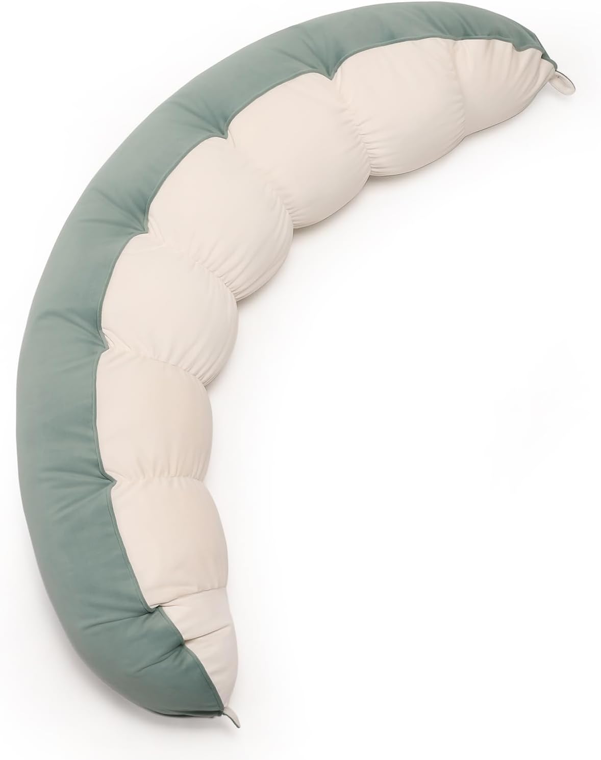 Peallow(Pat. Pend) – Long Round Body Pillow for Adults, Bolster Pillow for Sleeping, Soft and Supportive Pillow for Sleeping & Lumbar Support (Green-White, 29.5")